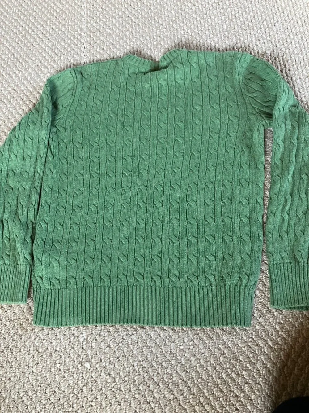 Polo Ralph Lauren Boys Green Cable Knit Sweater L (14-16) 100% Cotton